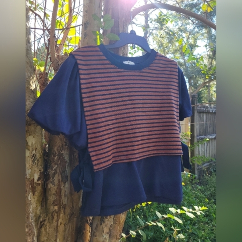 Puff Sleeve Peplum Striped Blouse